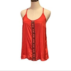 Tracy Reese Beaded Sleeveless Tank Top Racer Back Viscose S Salmon Pink